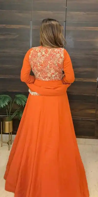 MF 496 Orange Faux Georgette Salwar Suit with Lace Work & Embroidery Work. Special Price ₹2449. Delivery 4-6 Working Days. Shop now. | Jump Suits, Straight Suits, Casual Suits, Creative suits, Designer Suits, Palazzo Suits, Party Wear Suits, Patiala Suits, Salwar suit