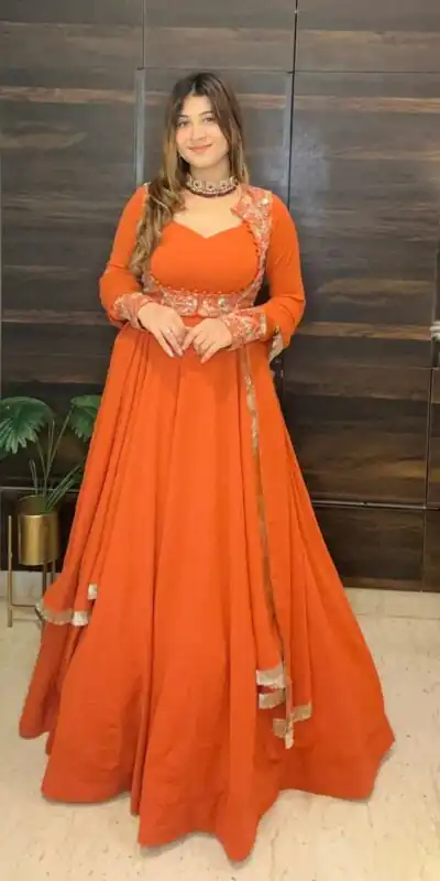 MF 496 Orange Faux Georgette Salwar Suit with Lace Work & Embroidery Work. Special Price ₹2449. Delivery 4-6 Working Days. Shop now. | Jump Suits, Straight Suits, Casual Suits, Creative suits, Designer Suits, Palazzo Suits, Party Wear Suits, Patiala Suits, Salwar suit
