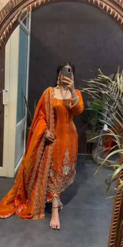 RTC 5970 Orange Fendy Silk Salwar Suit with Cut Work & Lace Work. Exclusive Offer ₹2399. Delivery 4-6 Working Days. Shop now. | Jump Suits, Straight Suits, Casual Suits, Creative suits, Designer Suits, Palazzo Suits, Party Wear Suits, Patiala Suits, Salwar suit