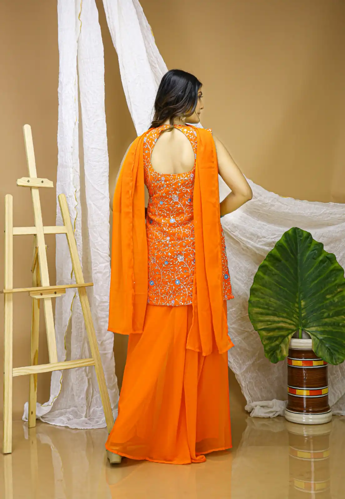 FE 124 Orange Color Georgette Salwar Suit with Embroidery Work. Introductory Price ₹1999. Delivery 4-6 Working Days. Shop now. | Jump Suits, Straight Suits, Casual Suits, Creative suits, Designer Suits, Palazzo Suits, Party Wear Suits, Patiala Suits, Salwar suit