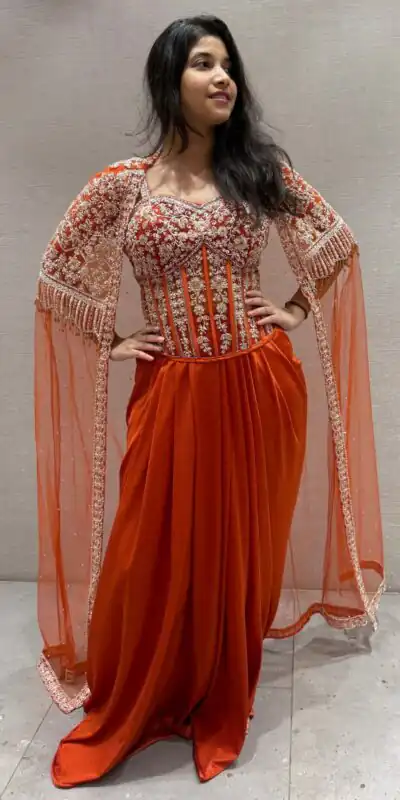 BB 45 Orange in Net Silk Sequins Work & Embroidery Work Dhoti Suit . Now at just ₹2399. Delivery 4-6 Working Days. Shop now. | Jump Suits, Straight Suits, Casual Suits, Creative suits, Designer Suits, Palazzo Suits, Party Wear Suits, Patiala Suits, Salwar suit