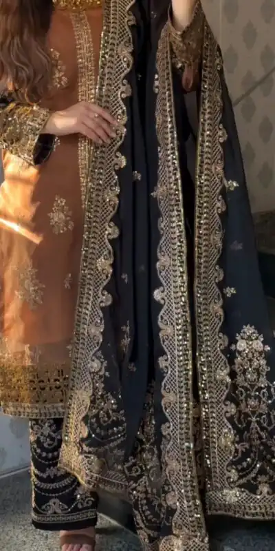 ST 1161 Orange Nylon Twil Net Salwar Suit with Embroidery Work. Available at ₹2149 only. Delivery 4-6 Working Days. Shop now. | Jump Suits, Straight Suits, Casual Suits, Creative suits, Designer Suits, Palazzo Suits, Party Wear Suits, Patiala Suits, Salwar suit