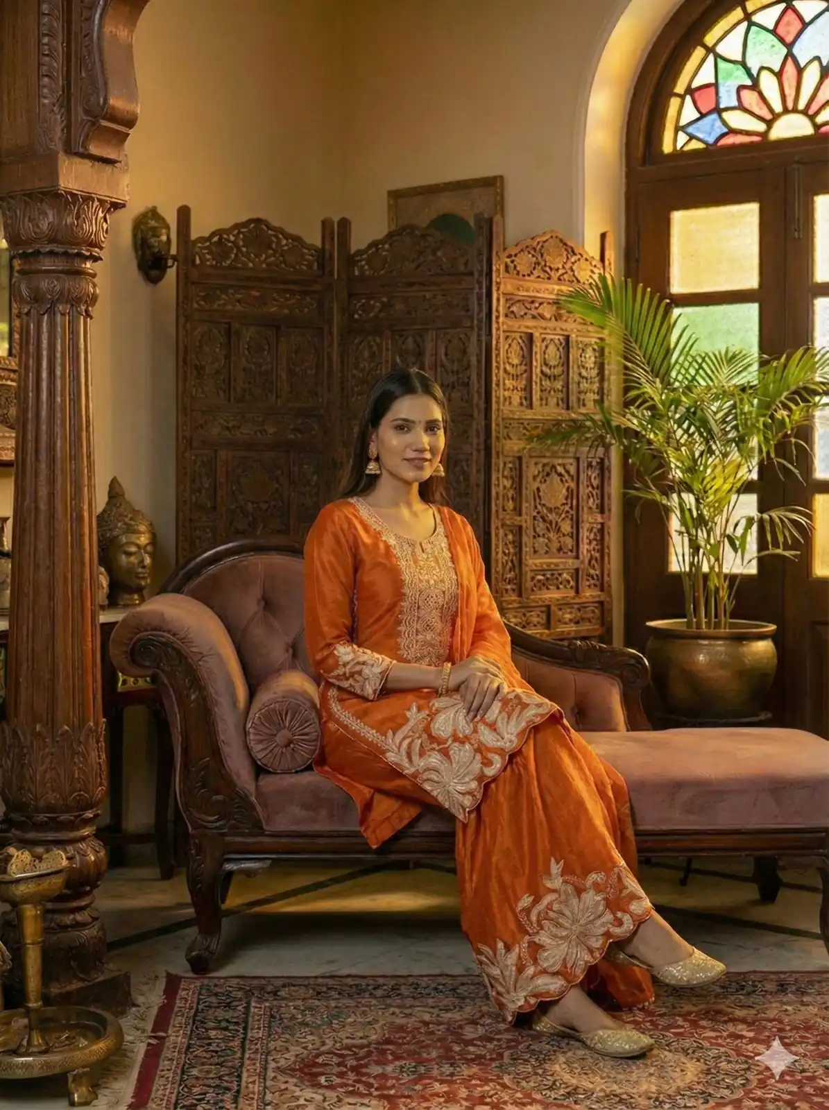 BE 442 Orange Organza Silk Salwar Suit with Embroidery Work & Cowrie Work. Grab it for ₹2049. Delivery 4-6 Working Days. Shop now. | Jump Suits, Straight Suits, Casual Suits, Creative suits, Designer Suits, Palazzo Suits, Party Wear Suits, Patiala Suits, Salwar suit