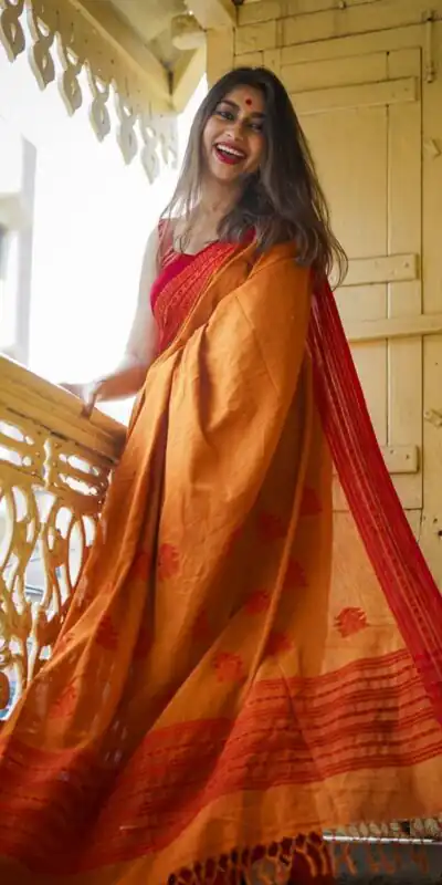 KPR 195 Orange Soft Lilan Slab Weaving Work Saree with Designer Work. Available at ₹1449 only. Delivery 4-6 Working Days. Shop now. | Bollywood Sarees, Creative Sarees, Designer Sarees, Embroidered Sarees, Ethnic Saree, Modern Digital sarees, Party Wear Sarees, Sarees