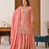 ND 5033 Peach Chinon Silk Salwar Suit with Embroidery Work & Lace Work. Affordable Price ₹2149. Delivery 4-6 Working Days. Shop now. | Jump Suits, Straight Suits, Casual Suits, Creative suits, Designer Suits, Palazzo Suits, Party Wear Suits, Patiala Suits, Salwar suit