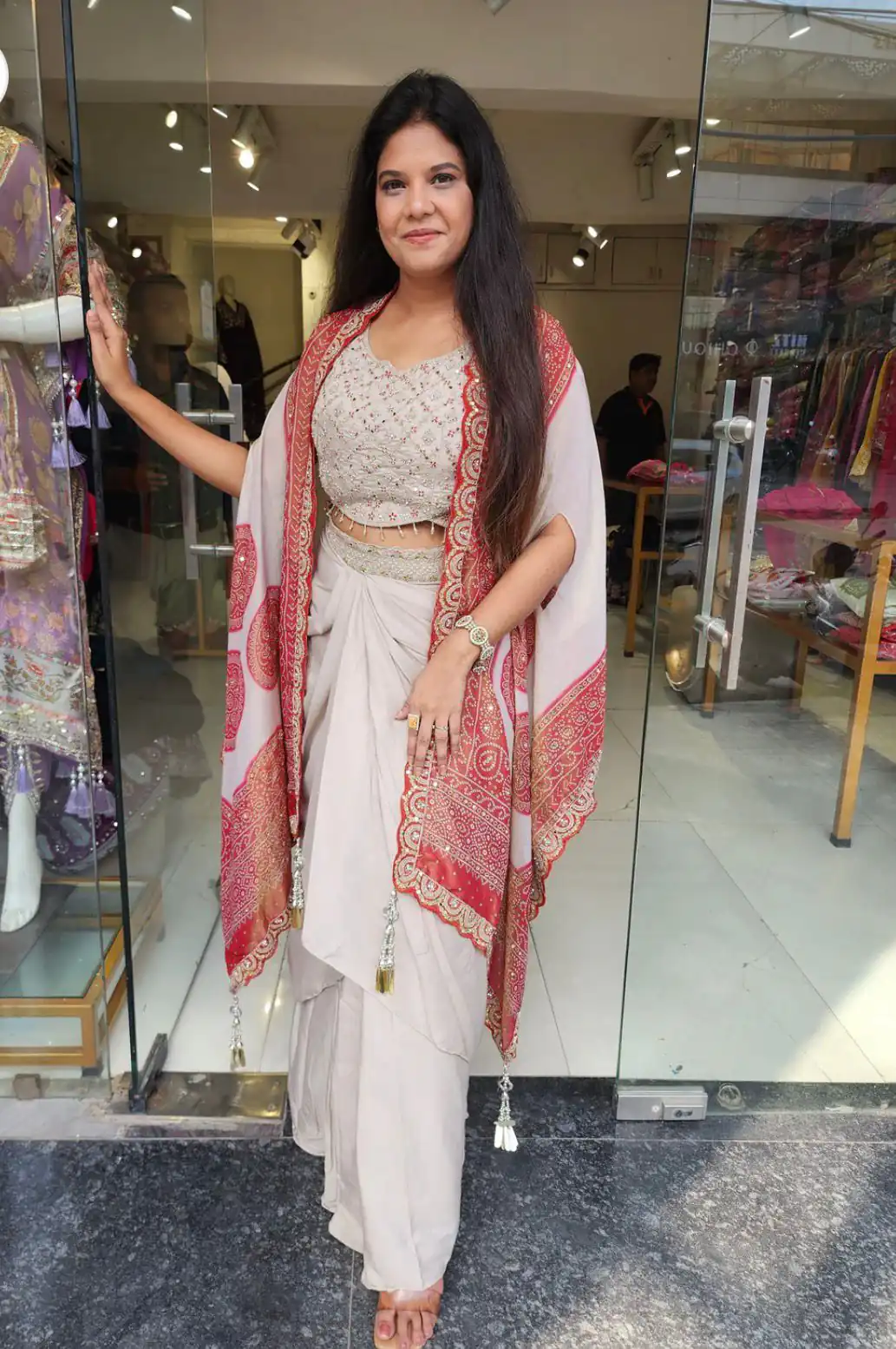 BB 53 Peach Crap Silk Dhoti Suit. Perfect for Wedding, Party, Anniversary, Holi, Temple Visit – Available at ₹2599 only. Delivery 4-6 Working Days. | Jump Suits, Straight Suits, Casual Suits, Creative suits, Designer Suits, Palazzo Suits, Party Wear Suits, Patiala Suits, Salwar suit