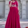 Ram 152 Pink Crap Silk Gown Perfect for Wedding, Party, Durga Puja, Temple Visit, Raksha Bandhan – . Available at ₹1899 only. Delivery 4-6 Working Days | Bollywood Gowns, Creative Gowns, Designer Gowns, Embroidered Gowns, Gowns, Party Wear Gowns