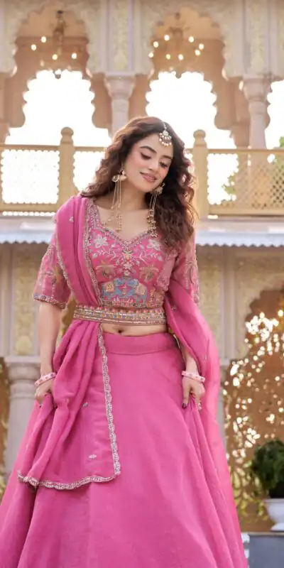 Ram 160 Pink Color Crunchy Lehenga Choli with Embroidery Work. Online Festive Deal ₹3199. Delivery 4-6 Working Days. Shop now. | Bollywood Lehenga, Creative Lehenga, Designer Lehenga, Embroidered Lehenga, Lehenga, Party Wear Lehenga
