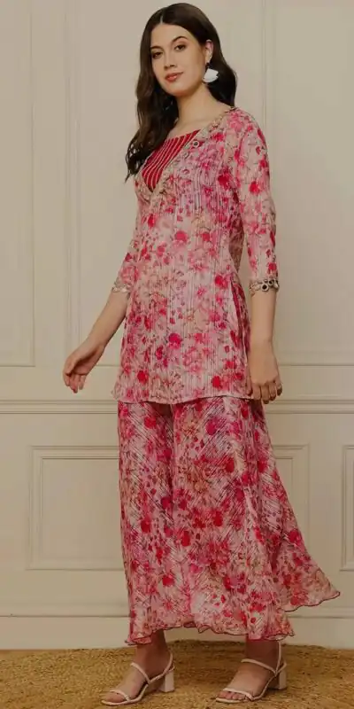 ST 191 Pink Dhamal Jari Salwar Suit with Digital Print & Mirror Work. Available at ₹1699 only. Delivery 4-6 Working Days. Shop now. | Jump Suits, Straight Suits, Casual Suits, Creative suits, Designer Suits, Palazzo Suits, Party Wear Suits, Patiala Suits, Salwar suit