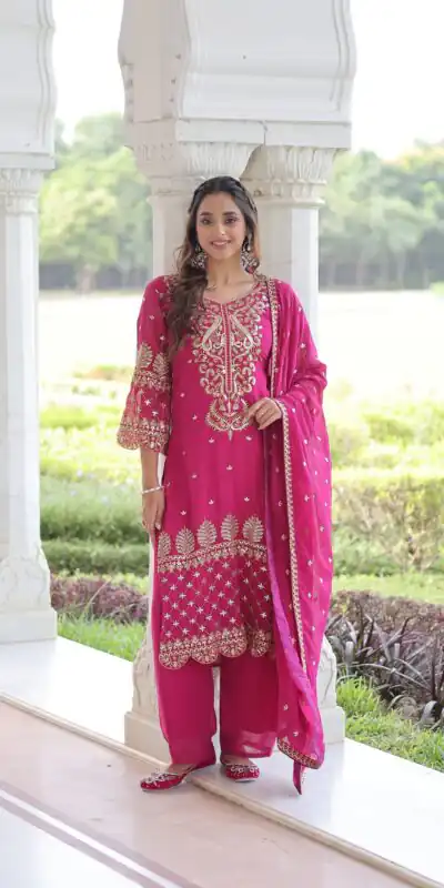 KA 1219 Pink Faux Blooming Salwar SuitPerfect for Wedding, Party, Pongal, Baisakhi, Housewarming – . Now at just ₹2149. Delivery 4-6 Working Days. | Jump Suits, Straight Suits, Casual Suits, Creative suits, Designer Suits, Palazzo Suits, Party Wear Suits, Patiala Suits, Salwar suit