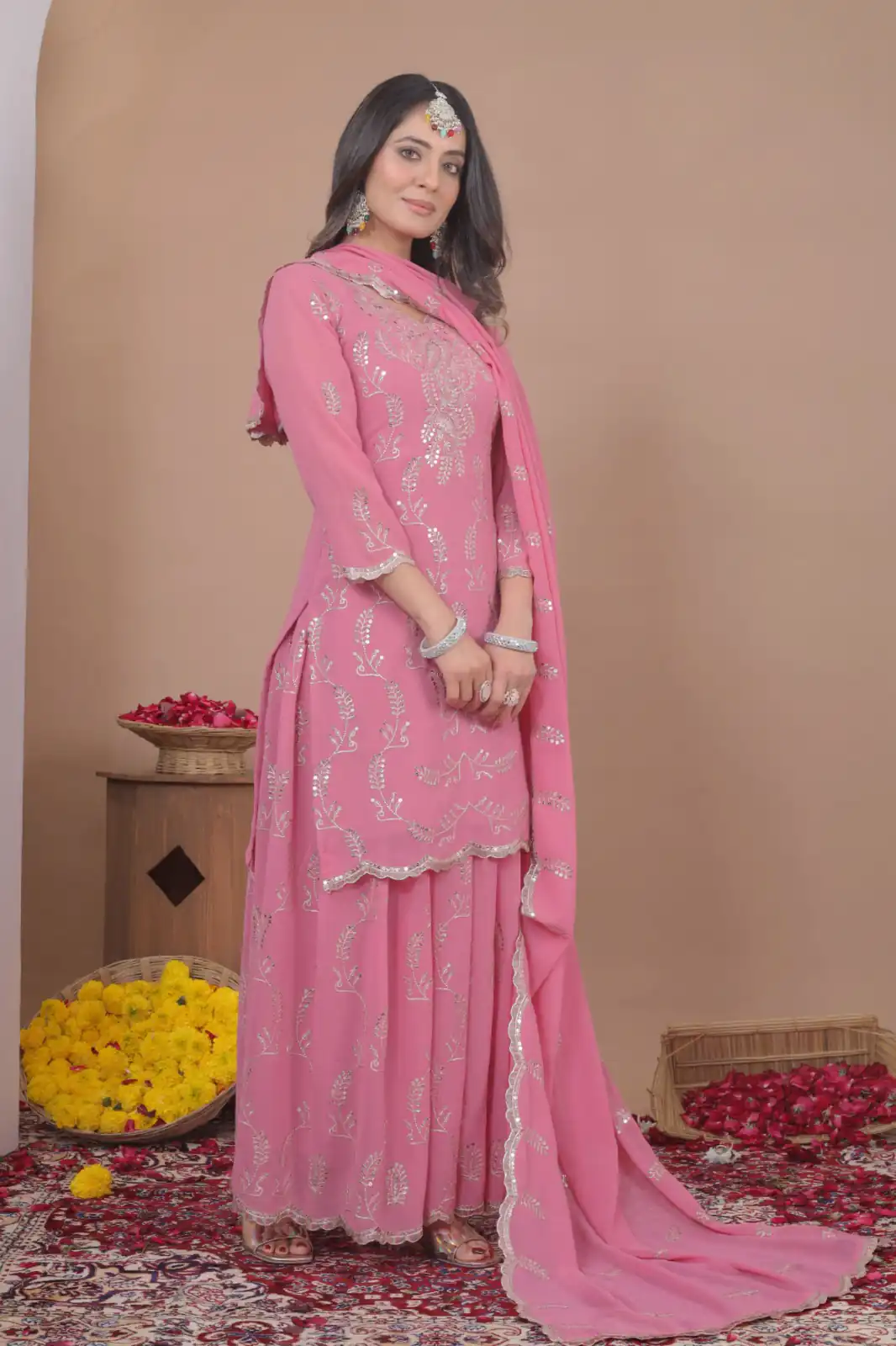 FE 125 Pink Color Georgette Salwar Suit with Embroidery Work. Introductory Price ₹1999. Delivery 4-6 Working Days. Shop now. | Jump Suits, Straight Suits, Casual Suits, Creative suits, Designer Suits, Palazzo Suits, Party Wear Suits, Patiala Suits, Salwar suit