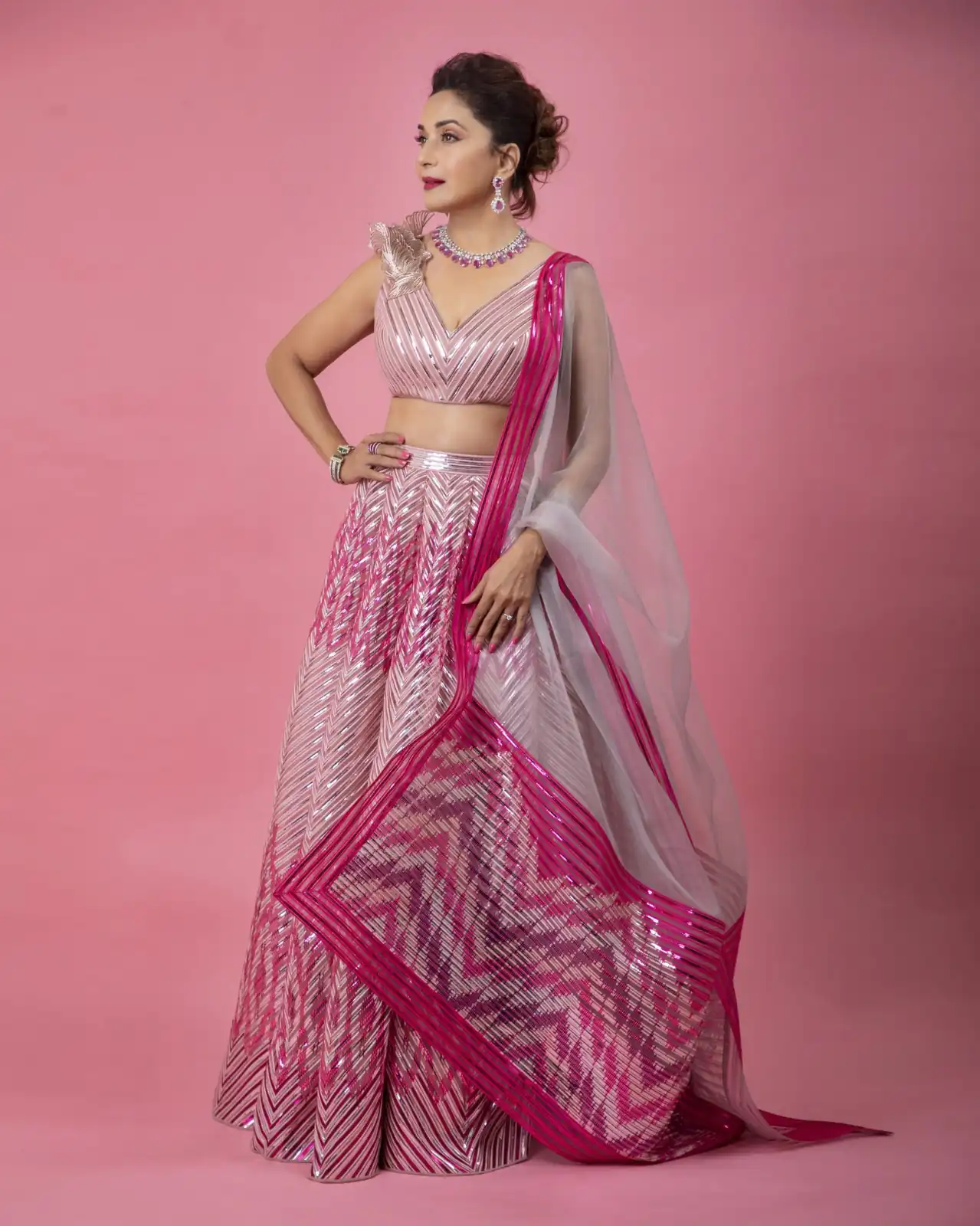 KT 220 Pink Glossy Silk Lehenga Choli with Embroidery Work & Thread Embroidery. Now at just ₹2999. Delivery 4-6 Working Days. Shop now. | Bollywood Lehenga, Creative Lehenga, Designer Lehenga, Embroidered Lehenga, Lehenga, Party Wear Lehenga