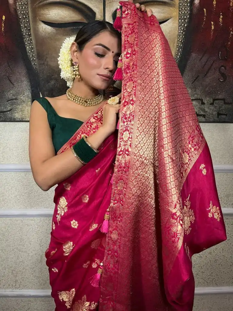 KPR 226 Pink Soft Lichi Silk Saree Perfect for Wedding, Party, Raksha Bandhan, Sangeet, Eid – . Get it for ₹1399. Delivery 4-6 Working Days. | Bollywood Sarees, Creative Sarees, Designer Sarees, Embroidered Sarees, Ethnic Saree, Modern Digital sarees, Party Wear Sarees, Sarees