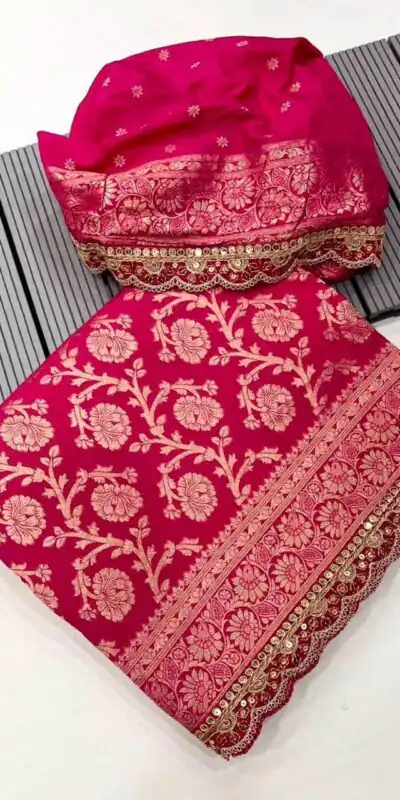 MS 451 Pink Litchi Silk Saree with Embroidery Work & Lace Work. Available at ₹1399 only. Delivery 4-6 Working Days. Shop now. | Bollywood Sarees, Creative Sarees, Designer Sarees, Embroidered Sarees, Ethnic Saree, Modern Digital sarees, Party Wear Sarees, Sarees
