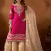 SR 1694 Pink Organza Silk Salwar Suit with Embroidery Work & Lace Work. Exclusive Offer ₹1999. Delivery 4-6 Working Days. Shop now. | Jump Suits, Straight Suits, Casual Suits, Creative suits, Designer Suits, Palazzo Suits, Party Wear Suits, Patiala Suits, Salwar suit