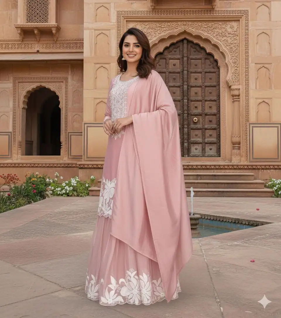 BE 442 Pink Organza Silk Salwar Suit with Embroidery Work & Cowrie Work. Grab it for ₹2049. Delivery 4-6 Working Days. Shop now. | Jump Suits, Straight Suits, Casual Suits, Creative suits, Designer Suits, Palazzo Suits, Party Wear Suits, Patiala Suits, Salwar suit