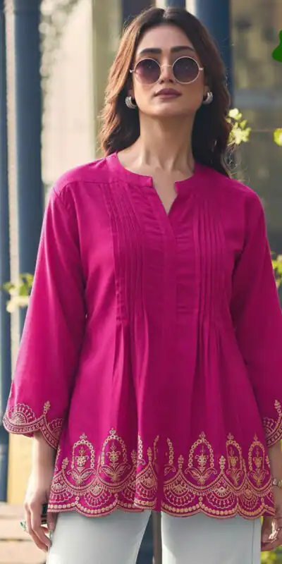 INLI Adaa 7.0 Pink in Rayon Cut Work & Embroidery Work Kurti . Introductory Price ₹1349. Delivery 4-6 Working Days. Shop now. | Bollywood Kurti, Creative Kurtis, Designer Kurti, Kurti, Party Wear Kurti, Selfie Kurti