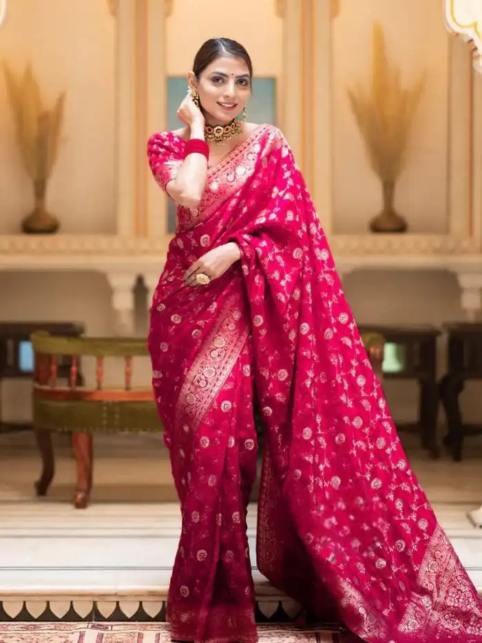 KPR 208 Pink in Color Soft Lichi Silk Designer Work Saree . Available at ₹1399 only. Delivery 4-6 Working Days. Shop now. | Bollywood Sarees, Creative Sarees, Designer Sarees, Embroidered Sarees, Ethnic Saree, Modern Digital sarees, Party Wear Sarees, Sarees