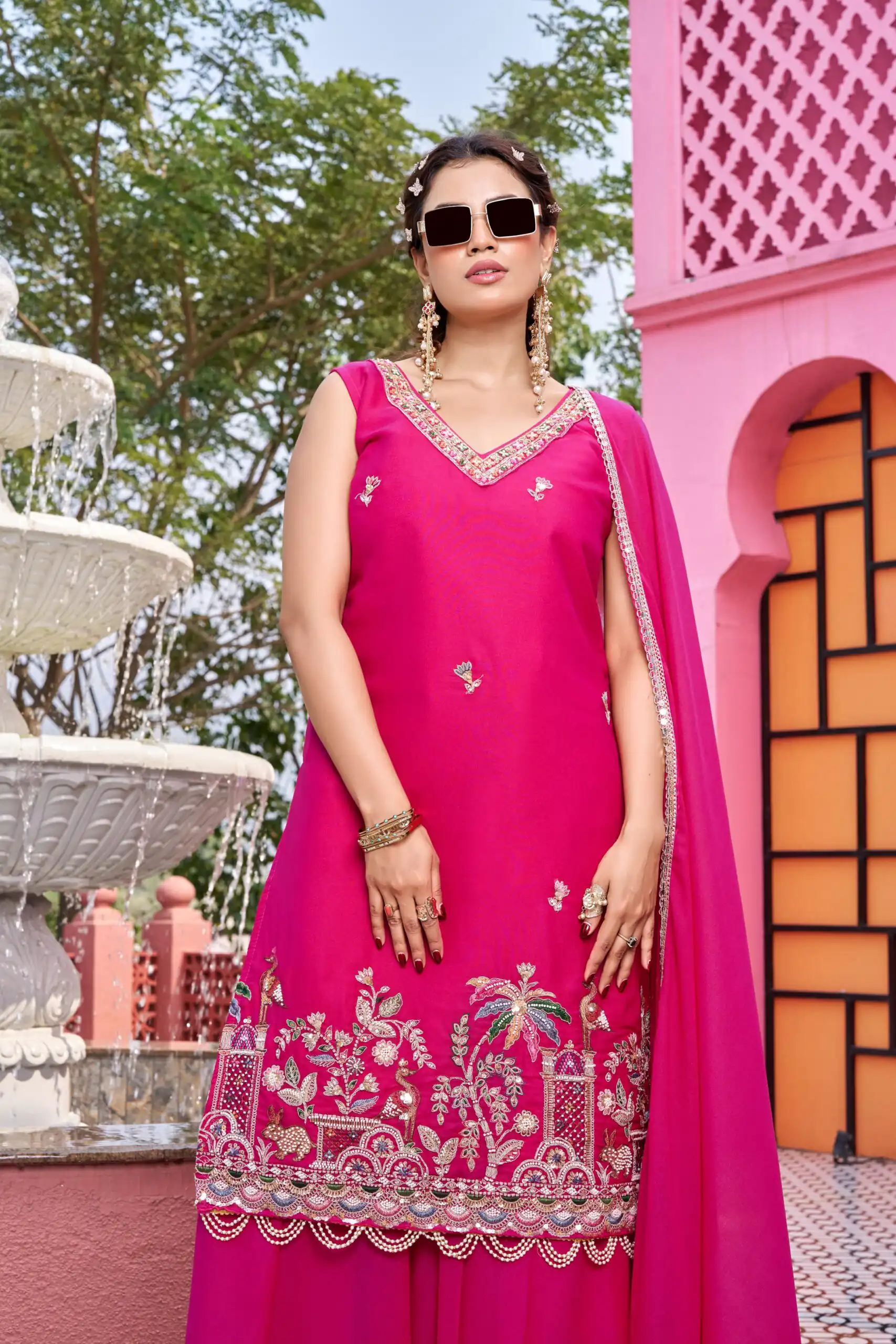 Ram 156 Pink Star Georgette Salwar Suit with Embroidery Work. Available at ₹2649 only. Delivery 4-6 Working Days. Shop now. | Jump Suits, Straight Suits, Casual Suits, Creative suits, Designer Suits, Palazzo Suits, Party Wear Suits, Patiala Suits, Salwar suit