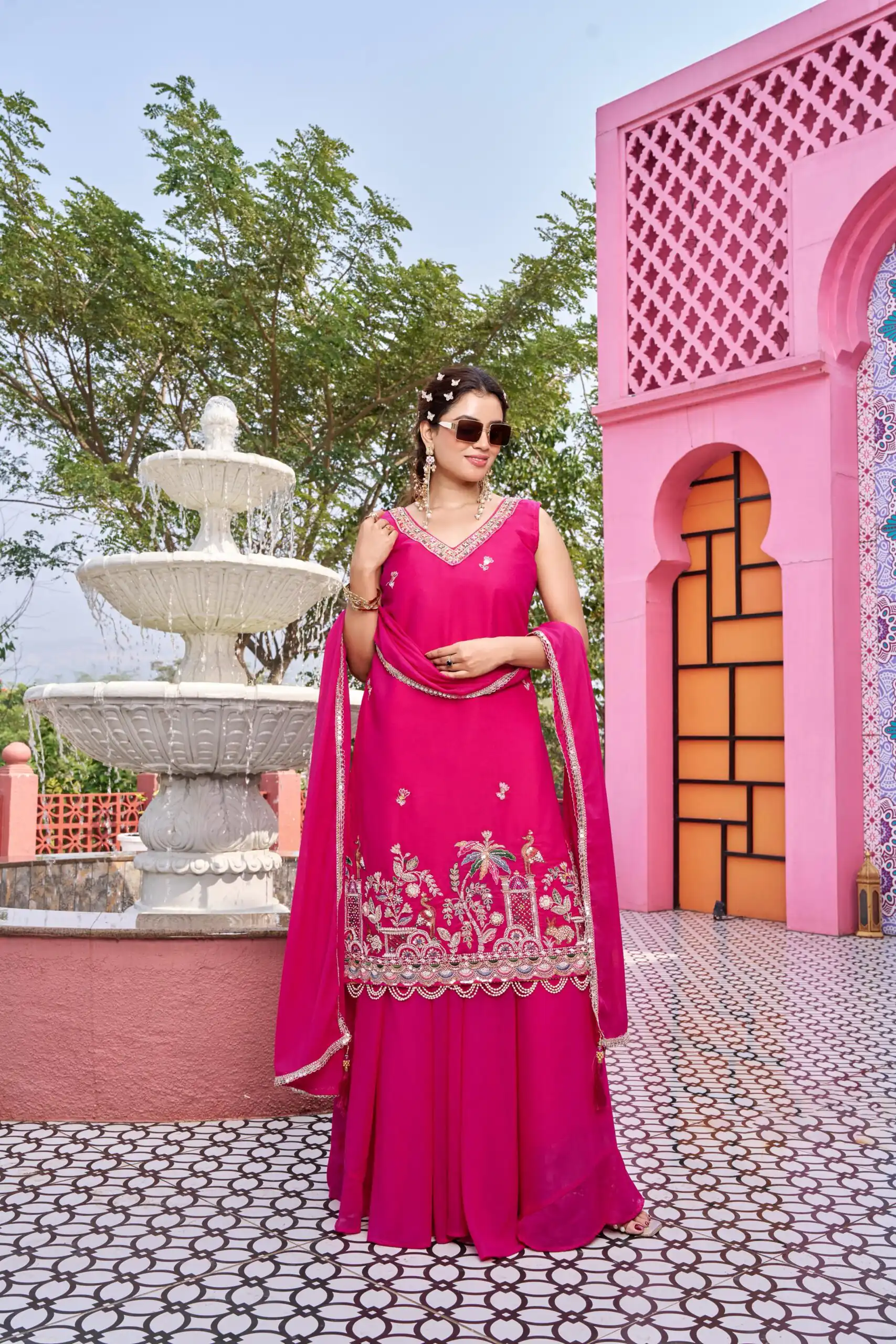 Ram 156 Pink Star Georgette Salwar Suit with Embroidery Work. Available at ₹2649 only. Delivery 4-6 Working Days. Shop now. | Jump Suits, Straight Suits, Casual Suits, Creative suits, Designer Suits, Palazzo Suits, Party Wear Suits, Patiala Suits, Salwar suit