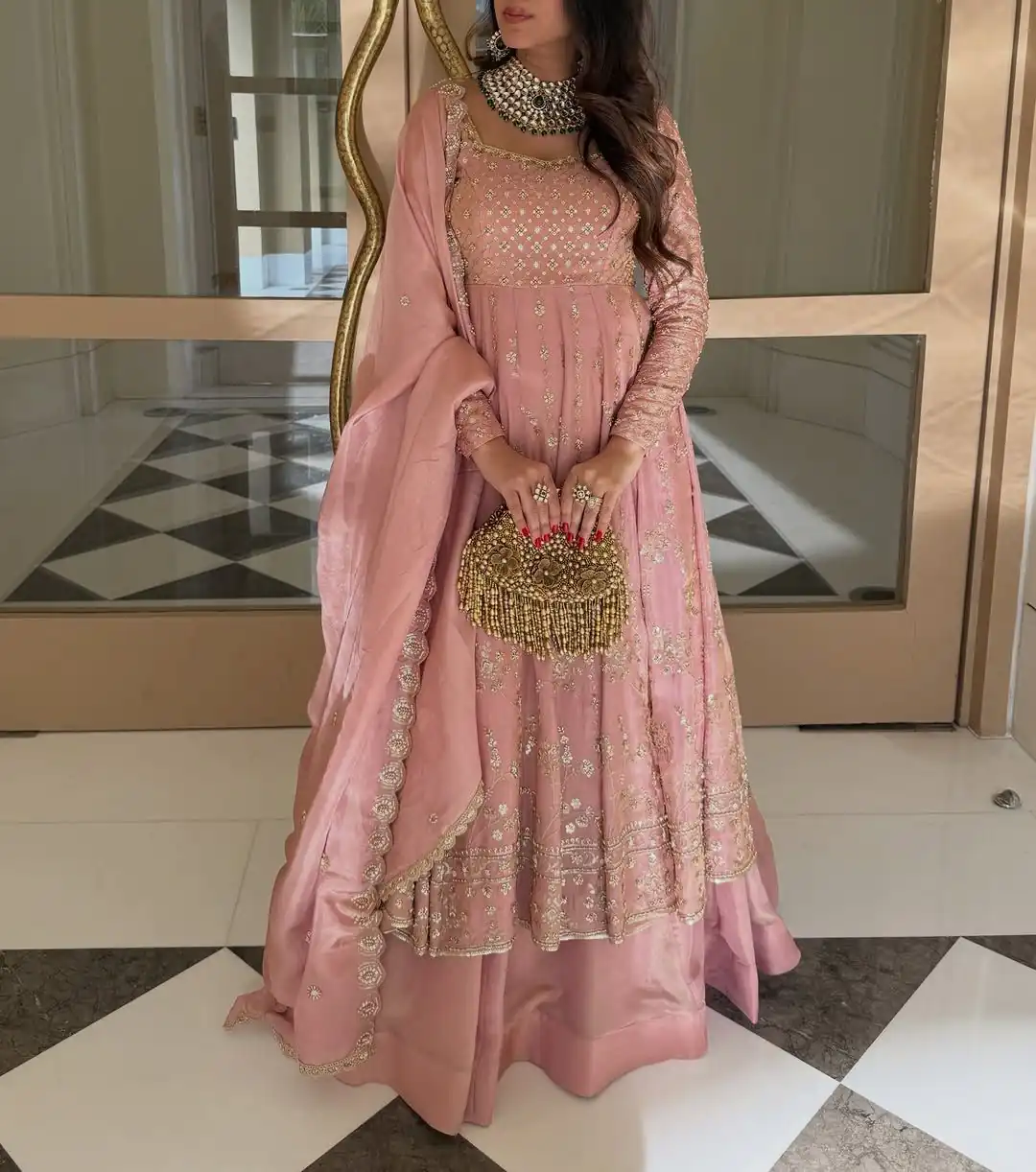 SR 1703 Pink Zimmy Silk Lehenga Choli with Embroidery Work. Introductory Price ₹2549. Delivery 4-6 Working Days. Shop now. | Bollywood Lehenga, Creative Lehenga, Designer Lehenga, Embroidered Lehenga, Lehenga, Party Wear Lehenga