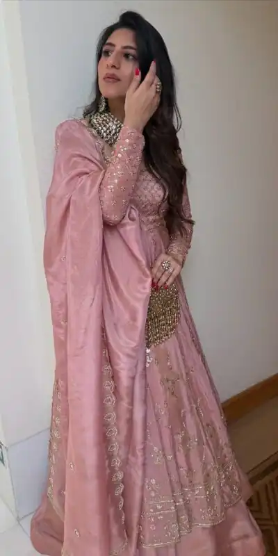 SR 1703 Pink Zimmy Silk Lehenga Choli with Embroidery Work. Introductory Price ₹2549. Delivery 4-6 Working Days. Shop now. | Bollywood Lehenga, Creative Lehenga, Designer Lehenga, Embroidered Lehenga, Lehenga, Party Wear Lehenga