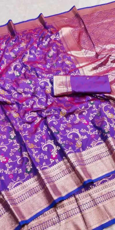 MB 548 Purple Banarasi silk Saree with Zari Work & Lace Work. Wedding, Party, Festive, Now at just ₹1949. Delivery 4-6 Working Days. Shop now. | Bollywood Sarees, Creative Sarees, Designer Sarees, Embroidered Sarees, Ethnic Saree, Modern Digital sarees, Party Wear Sarees, Sarees