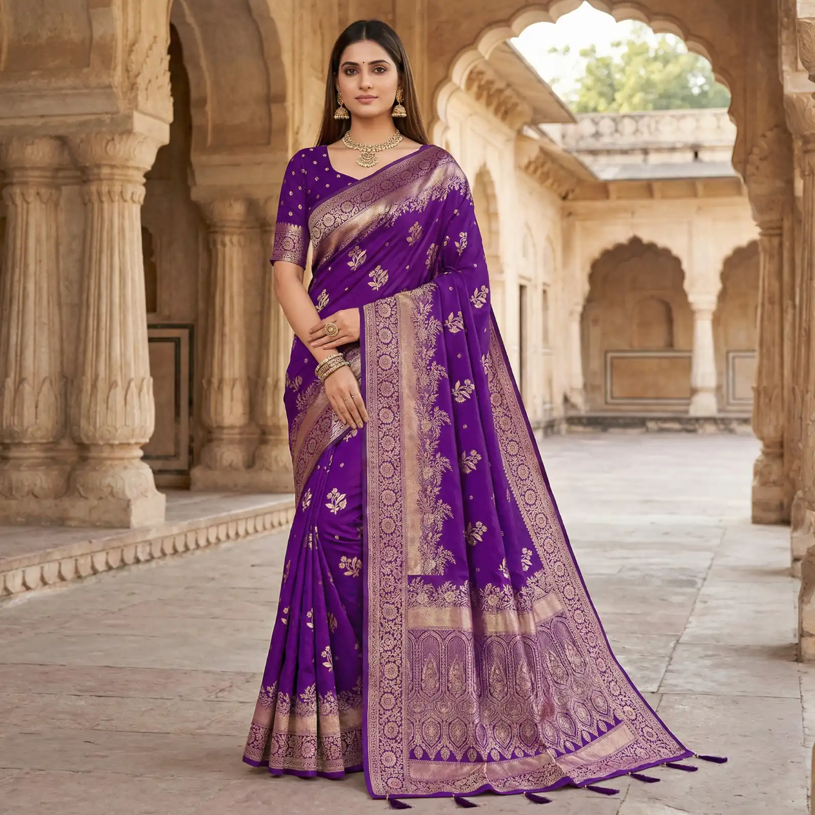 MB 39 Purple Color Banarasi Saree with Zari Work & Lace Work. Introductory Price ₹1899. Delivery 4-6 Working Days. Shop now. | Bollywood Sarees, Creative Sarees, Designer Sarees, Embroidered Sarees, Ethnic Saree, Modern Digital sarees, Party Wear Sarees, Sarees