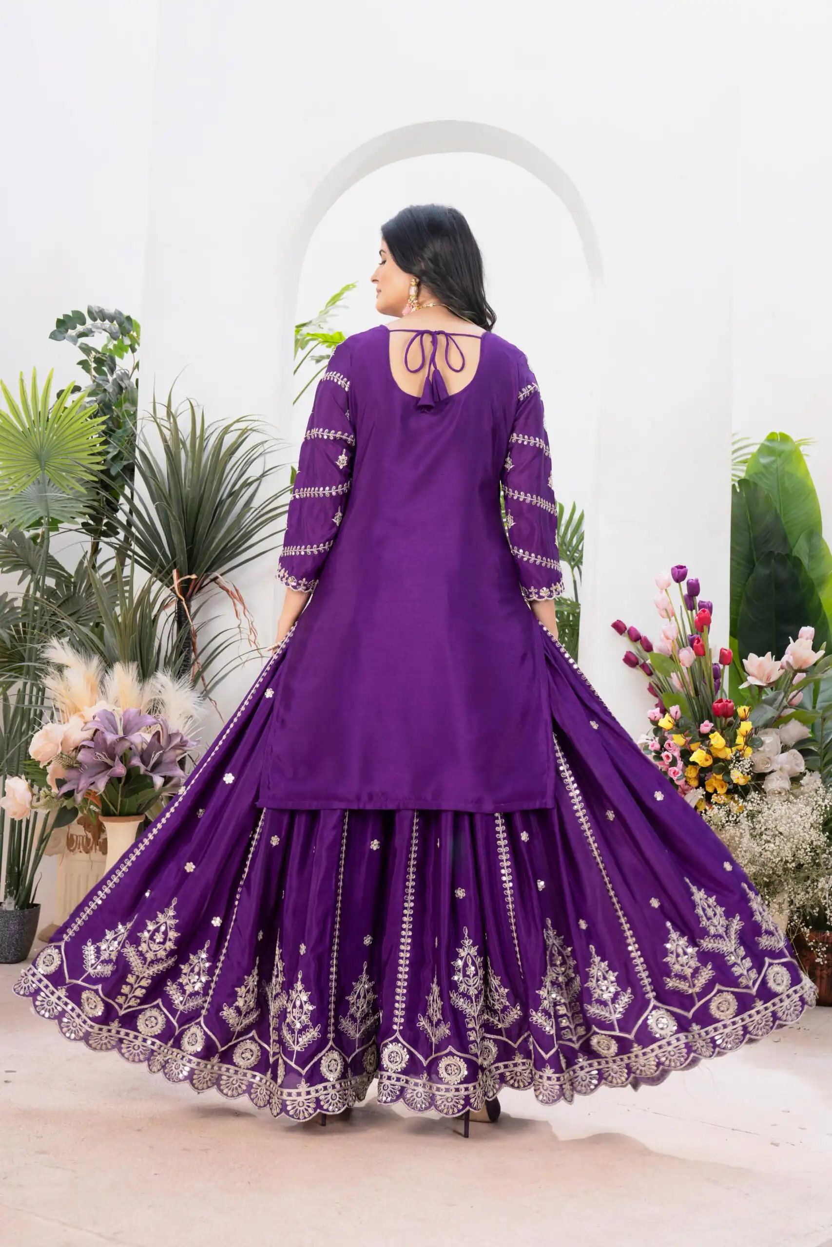 ND 5033 Purple Chinon Silk Salwar Suit with Embroidery Work & Lace Work. Affordable Price ₹2149. Delivery 4-6 Working Days. Shop now. | Jump Suits, Straight Suits, Casual Suits, Creative suits, Designer Suits, Palazzo Suits, Party Wear Suits, Patiala Suits, Salwar suit
