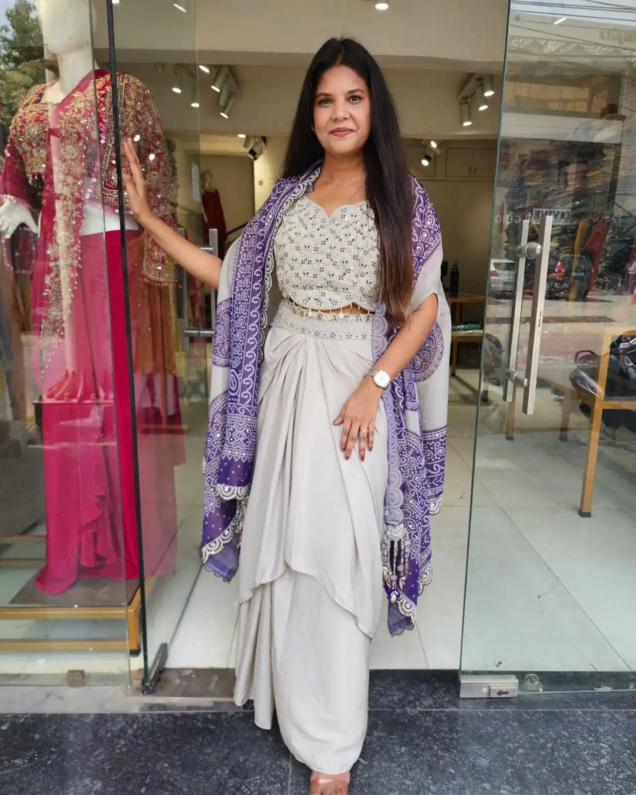 BB 53 Purple Crap Silk Dhoti Suit. Perfect for Wedding, Party, Anniversary, Holi, Temple Visit – Available at ₹2599 only. Delivery 4-6 Working Days. | Jump Suits, Straight Suits, Casual Suits, Creative suits, Designer Suits, Palazzo Suits, Party Wear Suits, Patiala Suits, Salwar suit