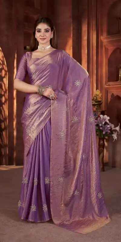 BT 3142 Purple Fandy Satin Silk Saree Perfect for Wedding, Party, Karwa Chauth, Reception, Pooja – . Festive Deal ₹1999. Delivery 4-6 Working Days. | Bollywood Sarees, Creative Sarees, Designer Sarees, Embroidered Sarees, Ethnic Saree, Modern Digital sarees, Party Wear Sarees, Sarees