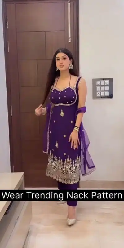 ST 1158 Purple in Faux Georgette Embroidery Work & Lace Work Salwar Suit . Introductory Price ₹1949. Delivery 4-6 Working Days. Shop now. | Jump Suits, Straight Suits, Casual Suits, Creative suits, Designer Suits, Palazzo Suits, Party Wear Suits, Patiala Suits, Salwar suit