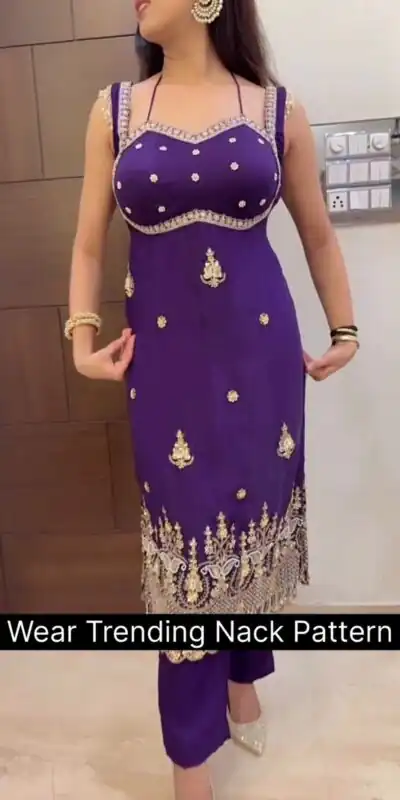 ST 1158 Purple in Faux Georgette Embroidery Work & Lace Work Salwar Suit . Introductory Price ₹1949. Delivery 4-6 Working Days. Shop now. | Jump Suits, Straight Suits, Casual Suits, Creative suits, Designer Suits, Palazzo Suits, Party Wear Suits, Patiala Suits, Salwar suit