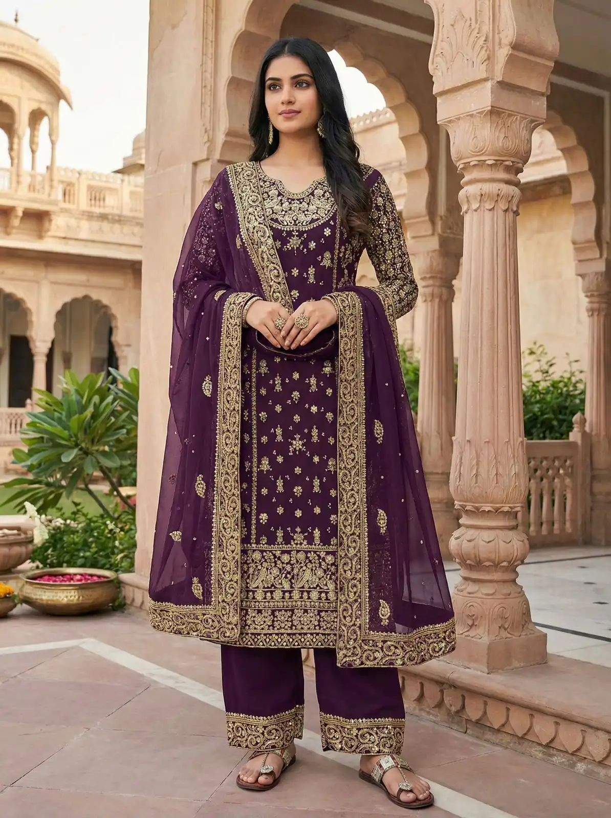 NSR 879 Purple Faux Georgette Salwar Suit with Embroidery Work. Available at ₹2399 only. Delivery 4-6 Working Days. Shop now. | Jump Suits, Straight Suits, Tops & Bottoms, Track Suits, Trendy Wear, Casual Suits, Creative suits, Designer Suits, Palazzo Suits, Party Wear Suits, Patiala Suits, Salwar suit