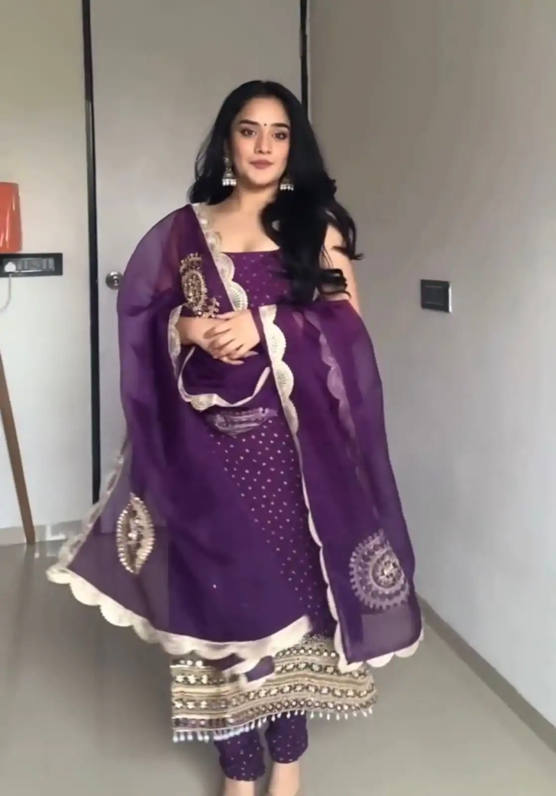 ST 1142 Purple Faux Georgette Salwar Suit with Mirror Work & Embroidery Work. Introductory Price ₹2449. Delivery 4-6 Working Days. Shop now. | Jump Suits, Straight Suits, Casual Suits, Creative suits, Designer Suits, Palazzo Suits, Party Wear Suits, Patiala Suits, Salwar suit