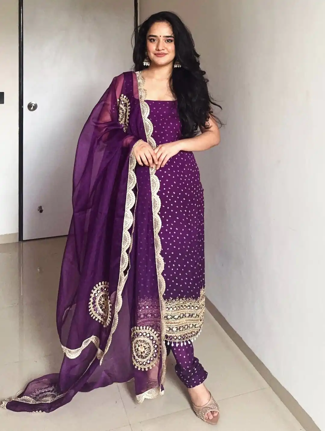 ST 1142 Purple Faux Georgette Salwar Suit with Mirror Work & Embroidery Work. Introductory Price ₹2449. Delivery 4-6 Working Days. Shop now. | Jump Suits, Straight Suits, Casual Suits, Creative suits, Designer Suits, Palazzo Suits, Party Wear Suits, Patiala Suits, Salwar suit