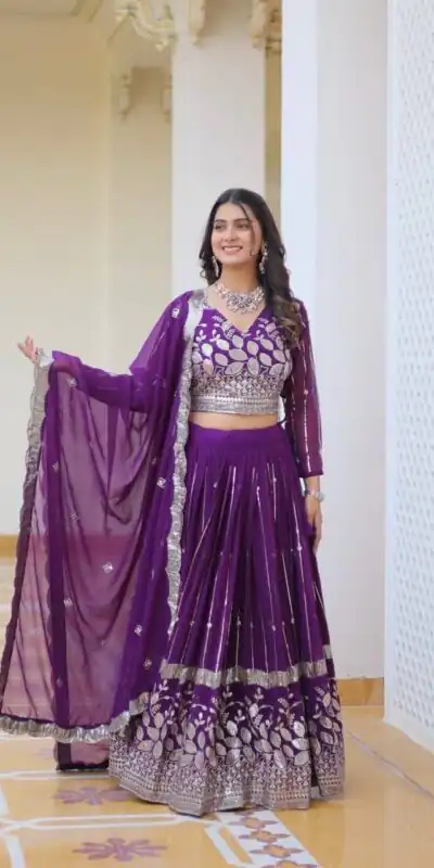 Ram 068 Purple Fox Georgette Lehenga Choli Perfect for Wedding, Party, Ethnic Day, Pongal, Durga Puja – . Affordable Price ₹2649. Delivery 4-6 Working Days. | Bollywood Lehenga, Creative Lehenga, Designer Lehenga, Embroidered Lehenga, Lehenga, Party Wear Lehenga