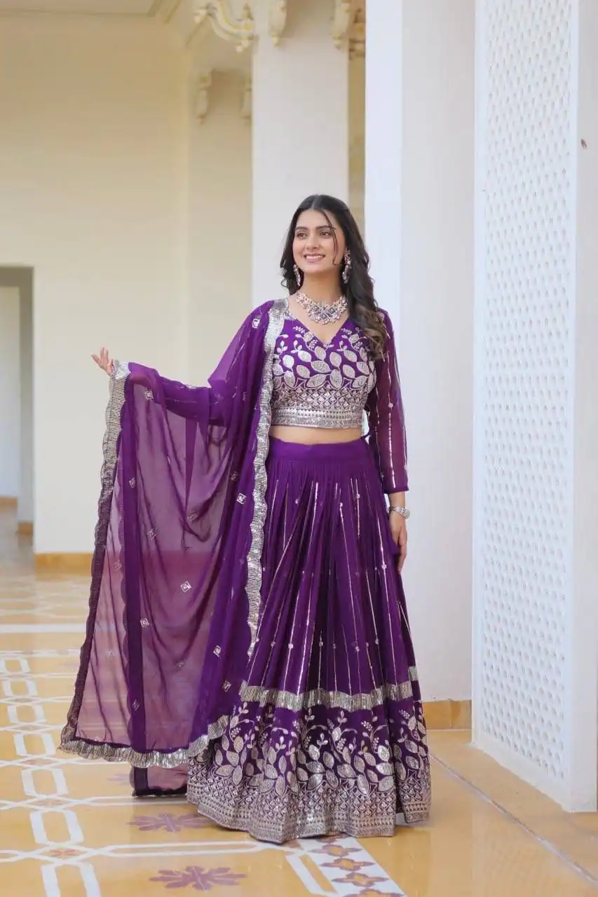 Ram 068 Purple Fox Georgette Lehenga Choli Perfect for Wedding, Party, Ethnic Day, Pongal, Durga Puja – . Affordable Price ₹2649. Delivery 4-6 Working Days. | Bollywood Lehenga, Creative Lehenga, Designer Lehenga, Embroidered Lehenga, Lehenga, Party Wear Lehenga