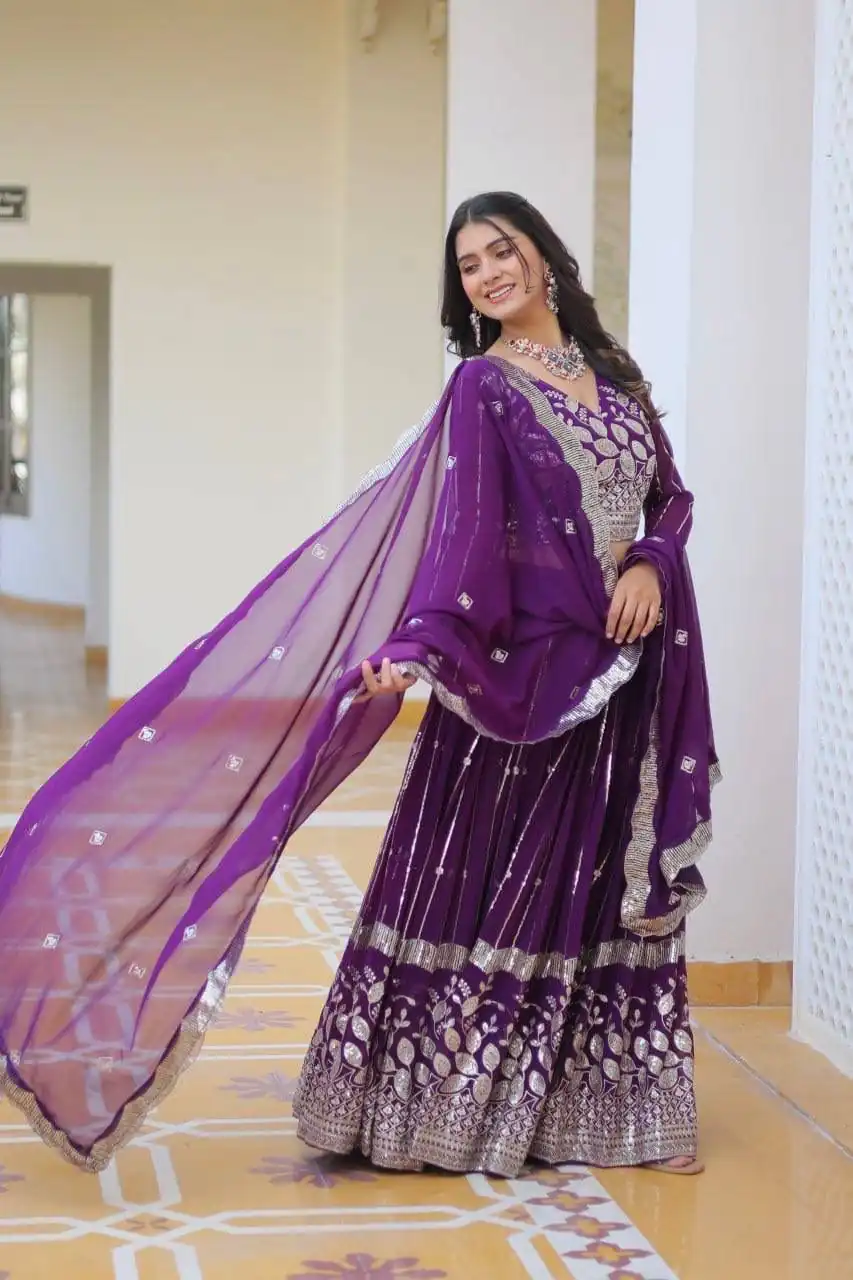 Ram 068 Purple Fox Georgette Lehenga Choli Perfect for Wedding, Party, Ethnic Day, Pongal, Durga Puja – . Affordable Price ₹2649. Delivery 4-6 Working Days. | Bollywood Lehenga, Creative Lehenga, Designer Lehenga, Embroidered Lehenga, Lehenga, Party Wear Lehenga