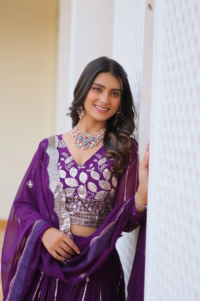 Ram 068 Purple Fox Georgette Lehenga Choli Perfect for Wedding, Party, Ethnic Day, Pongal, Durga Puja – . Affordable Price ₹2649. Delivery 4-6 Working Days. | Bollywood Lehenga, Creative Lehenga, Designer Lehenga, Embroidered Lehenga, Lehenga, Party Wear Lehenga