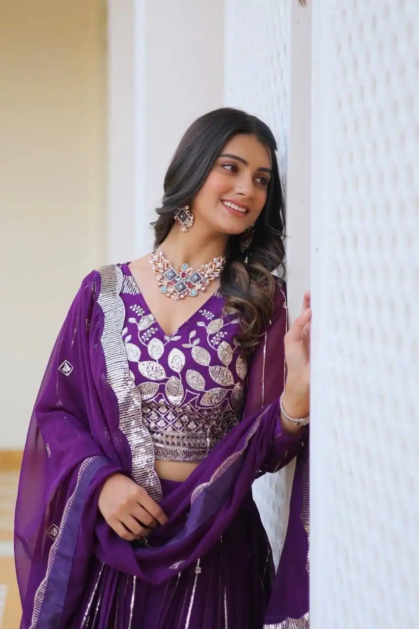 Ram 068 Purple Fox Georgette Lehenga Choli Perfect for Wedding, Party, Ethnic Day, Pongal, Durga Puja – . Affordable Price ₹2649. Delivery 4-6 Working Days. | Bollywood Lehenga, Creative Lehenga, Designer Lehenga, Embroidered Lehenga, Lehenga, Party Wear Lehenga