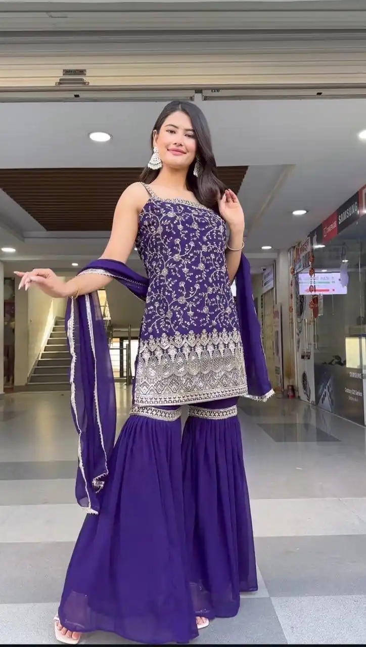 DC 93 Purple Fox Georgette Salwar Suit Perfect for Wedding, Party, Eid, Temple Visit, Engagement – . Now at just ₹1899. Delivery 4-6 Working Days. Shop now | Jump Suits, Straight Suits, Casual Suits, Creative suits, Designer Suits, Palazzo Suits, Party Wear Suits, Patiala Suits, Salwar suit