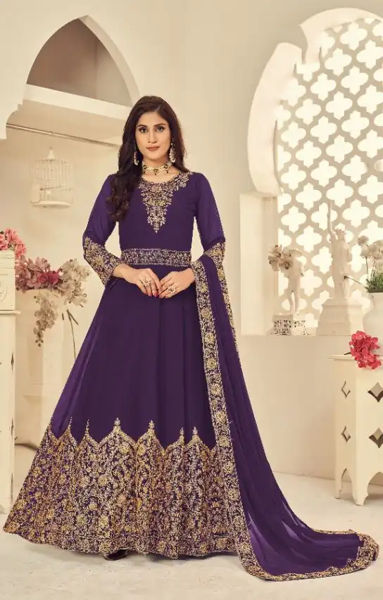 DS 1121 Purple Georgette Salwar Suit with Stone Work. Get it for ₹1999. Wedding, Party, Festive, Events, Delivery 4-6 Working Days. Shop now. | Jump Suits, Straight Suits, Tops & Bottoms, Track Suits, Trendy Wear, Casual Suits, Creative suits, Designer Suits, Palazzo Suits, Party Wear Suits, Patiala Suits, Salwar suit