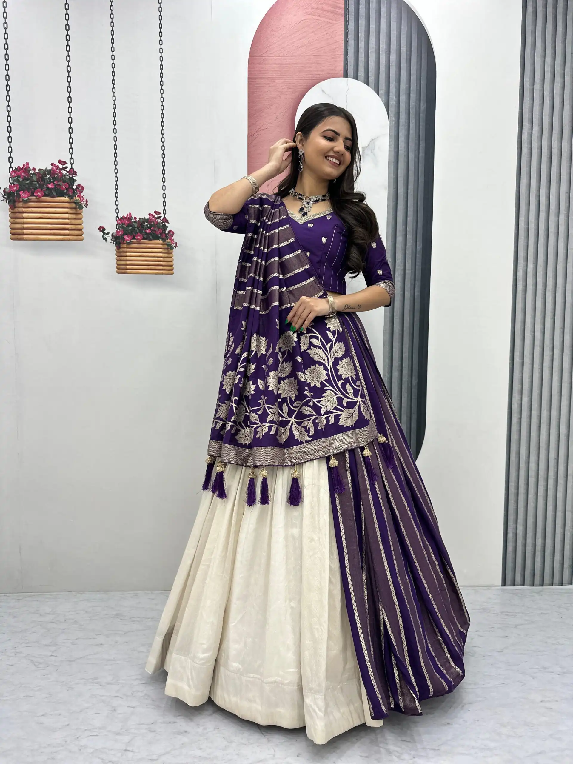 PC 560 Purple in Jacquard Silk Designer Work Lehenga Choli . Introductory Price ₹3249. Delivery 4-6 Working Days. Shop now. | Bollywood Lehenga, Creative Lehenga, Designer Lehenga, Embroidered Lehenga, Lehenga, Party Wear Lehenga