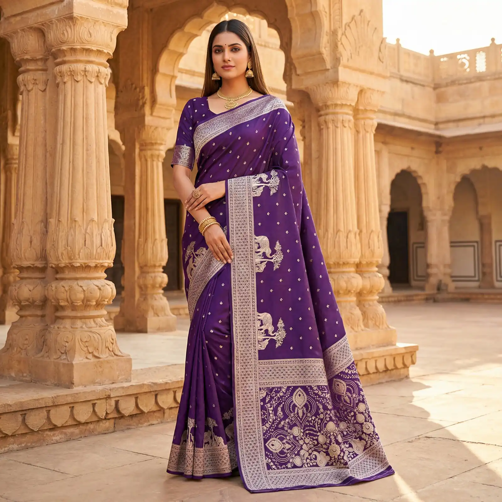 MB 25 GAJRAJ Purple in Pure Banarasi Silk Zari Work & Lace Work Saree . Introductory Price ₹1899. Delivery 4-6 Working Days. Shop now. | Bollywood Sarees, Creative Sarees, Designer Sarees, Embroidered Sarees, Ethnic Saree, Modern Digital sarees, Party Wear Sarees, Sarees