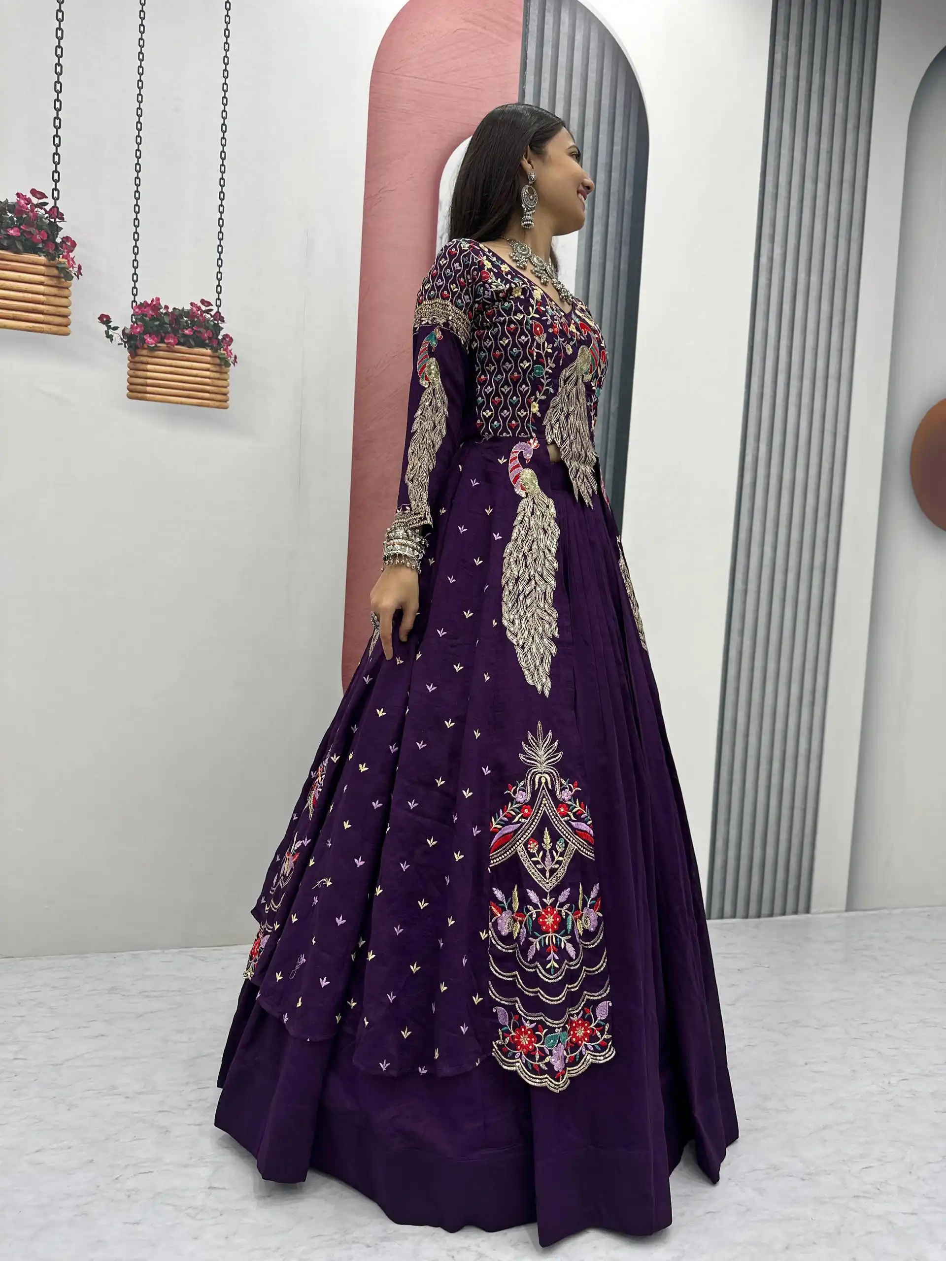 PC 528 Purple Color Vichitra Sequence Work Lehenga Choli Designer Work. Grab it for ₹2649. Delivery 4-6 Working Days. Shop now. | Bollywood Lehenga, Creative Lehenga, Designer Lehenga, Embroidered Lehenga, Lehenga, Party Wear Lehenga