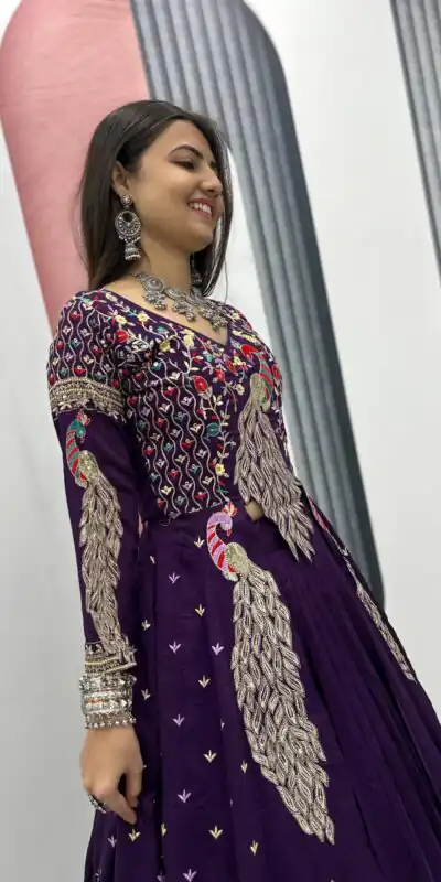 PC 528 Purple Color Vichitra Sequence Work Lehenga Choli Designer Work. Grab it for ₹2649. Delivery 4-6 Working Days. Shop now. | Bollywood Lehenga, Creative Lehenga, Designer Lehenga, Embroidered Lehenga, Lehenga, Party Wear Lehenga