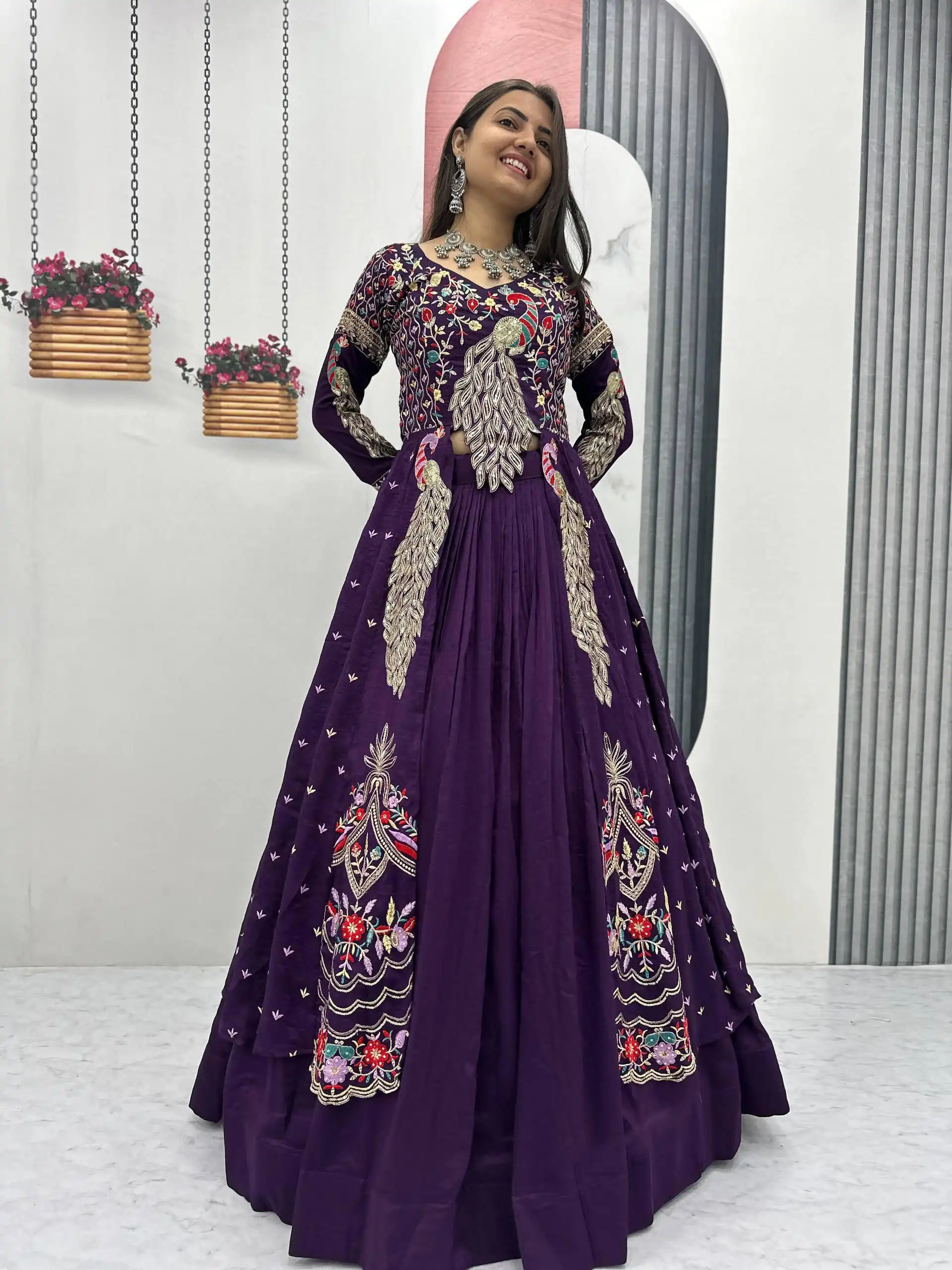 PC 528 Purple Color Vichitra Sequence Work Lehenga Choli Designer Work. Grab it for ₹2649. Delivery 4-6 Working Days. Shop now. | Bollywood Lehenga, Creative Lehenga, Designer Lehenga, Embroidered Lehenga, Lehenga, Party Wear Lehenga