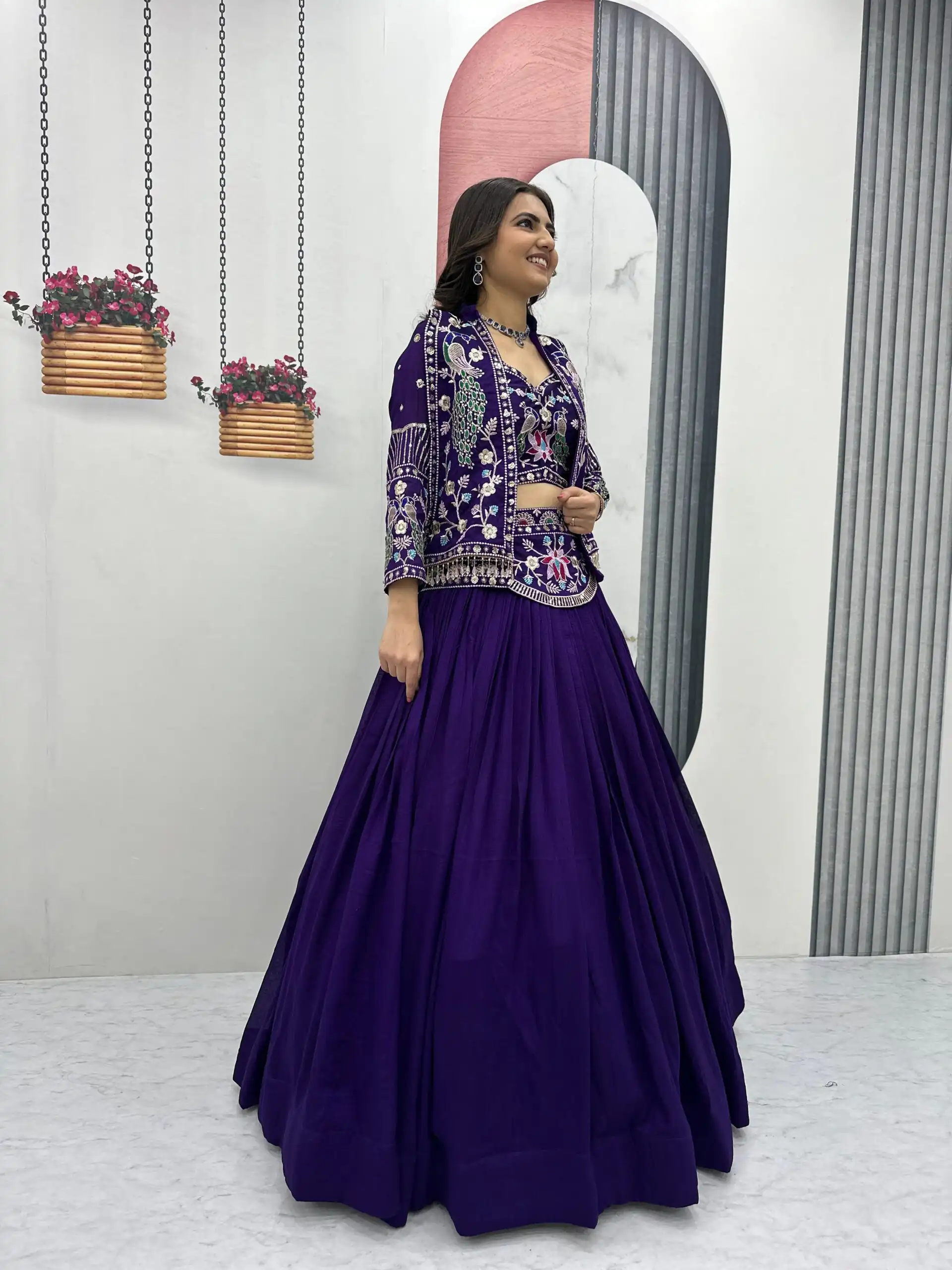 PC 559 Purple Vichitra Silk Lehenga Choli. Perfect for Wedding, Party, Eid, Temple Visit, Mehendi – Affordable Price ₹3149. Delivery 4-6 Working Day | Bollywood Lehenga, Creative Lehenga, Designer Lehenga, Embroidered Lehenga, Lehenga, Party Wear Lehenga
