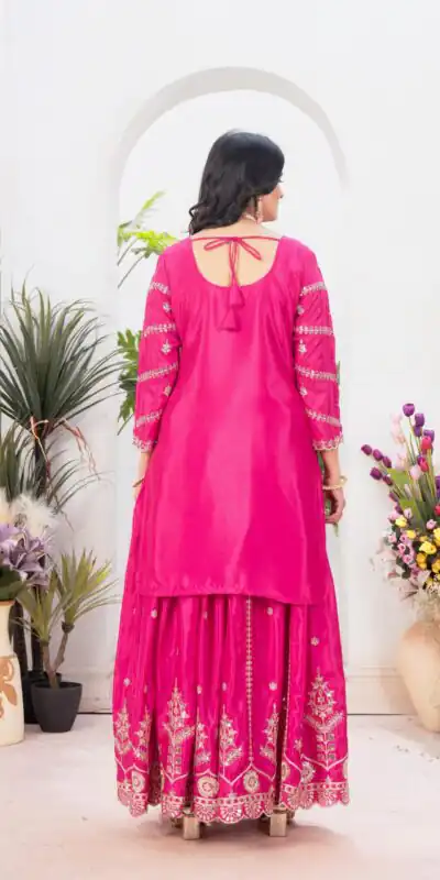 ND 5033 Rani Pink Chinon Silk Salwar Suit with Embroidery Work & Lace Work. Affordable Price ₹2149. Delivery 4-6 Working Days. Shop now. | Jump Suits, Straight Suits, Casual Suits, Creative suits, Designer Suits, Palazzo Suits, Party Wear Suits, Patiala Suits, Salwar suit